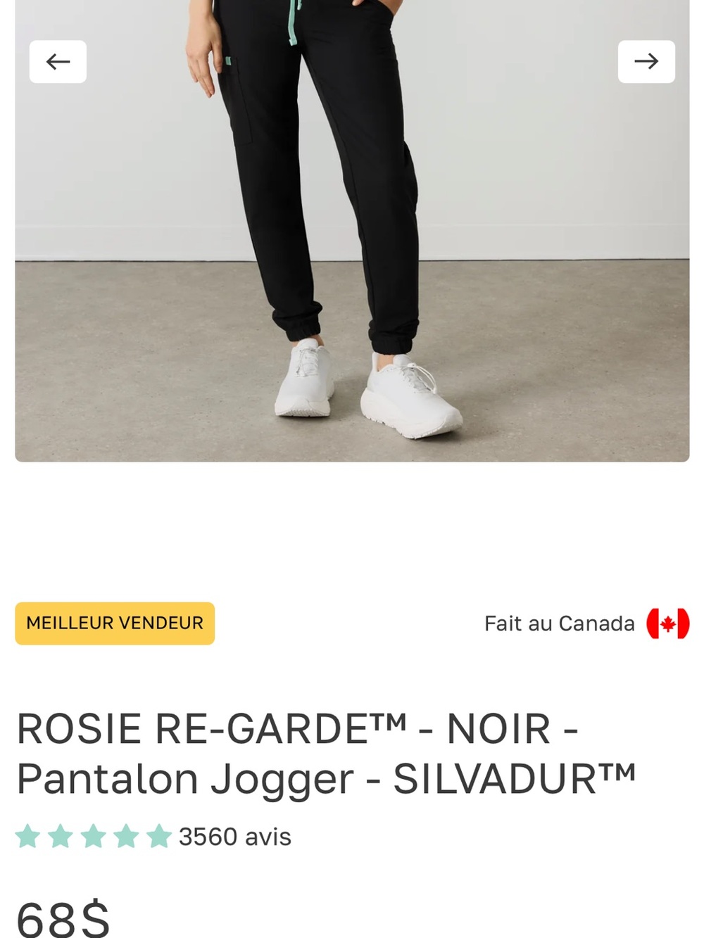 Garde-Malade Scrub Jogger – Black – large Petite